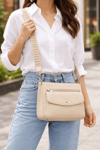 Sac Bandoulière Cuir Beige - GIANA